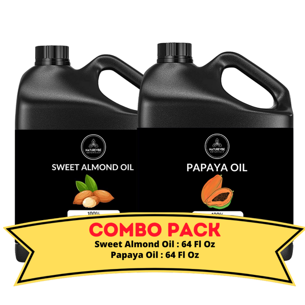 Sweet Almond Oil & Papaya Oil - Bundle of 64 Ounces Each | Hydrating and Nourishing for Skincare and Haircare | Soothes and Calms All Skin Types