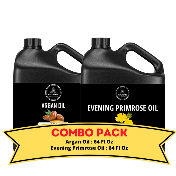 Argan Oil & Evening Primrose Oil - Bundle of 64 Ounces Each | Hydrating and Nourishing for Skincare and Haircare | Soothes and Calms All Skin Types