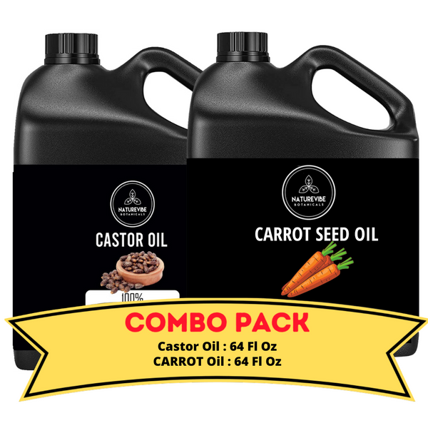 Castor Oil & Carrot Oil - Bundle of 64 Ounces Each | Hydrating and Nourishing for Skincare and Haircare | Soothes and Calms All Skin Types