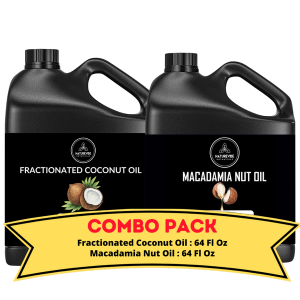 Fractionated Coconut Oil & Macadamia Nut Oil - Bundle of 64 Ounces Each | Hydrating and Nourishing for Skincare and Haircare | Soothes and Calms All Skin Types