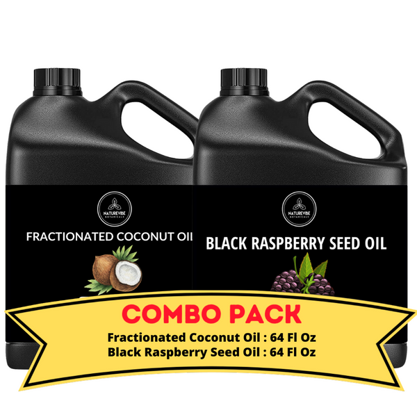 Fractionated Coconut Oil &  Black Raspberry Oil - Bundle of 64 Ounces Each | Hydrating and Nourishing for Skincare and Haircare | Soothes and Calms All Skin Types