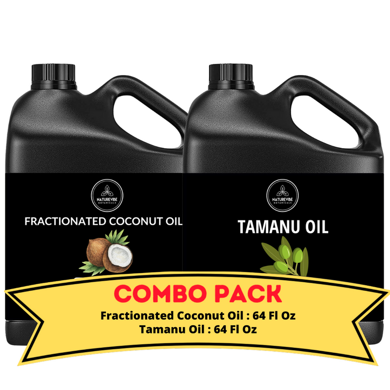 Fractionated Coconut Oil & Tamanu Oil - Bundle of 64 Ounces Each | Hydrating and Nourishing for Skincare and Haircare | Soothes and Calms All Skin Types