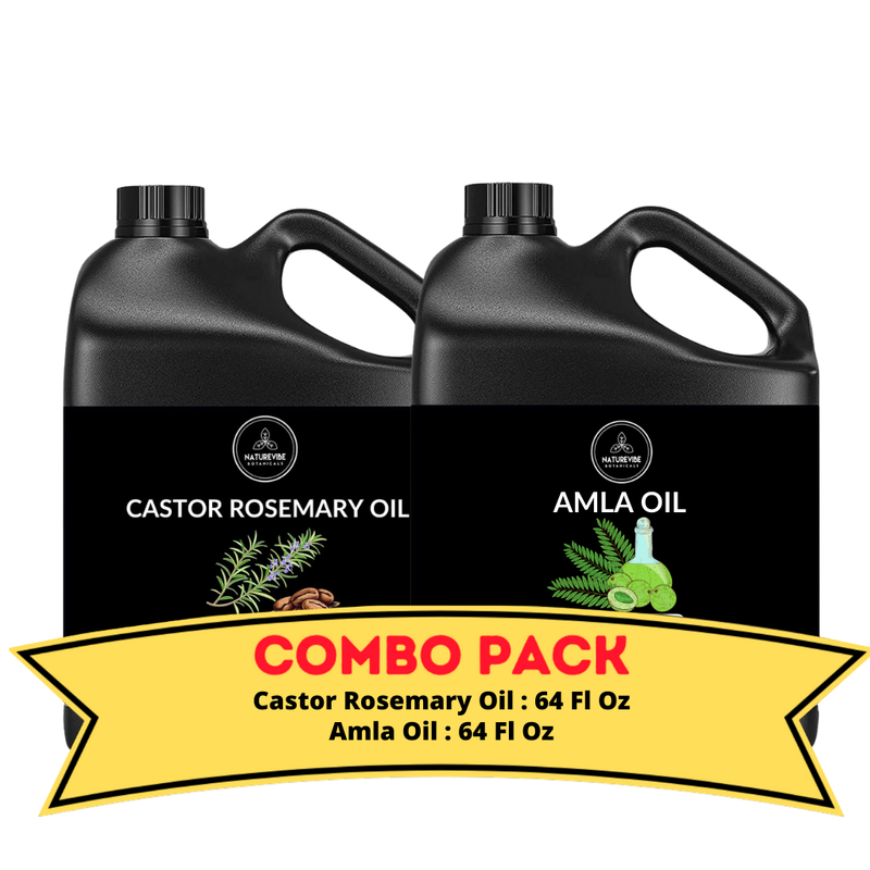 Castor Rosemary Oil & Amla Oil - Bundle of 64 Ounces Each | Hydrating and Nourishing for Skincare and Haircare | Soothes and Calms All Skin Types