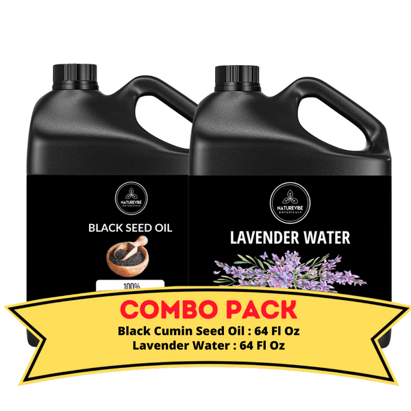 Black Cumin Seed Oil & Lavender Water- Bundle of 64 Ounces Each | Hydrating and Nourishing for Skincare and Haircare | Soothes and Calms All Skin Types