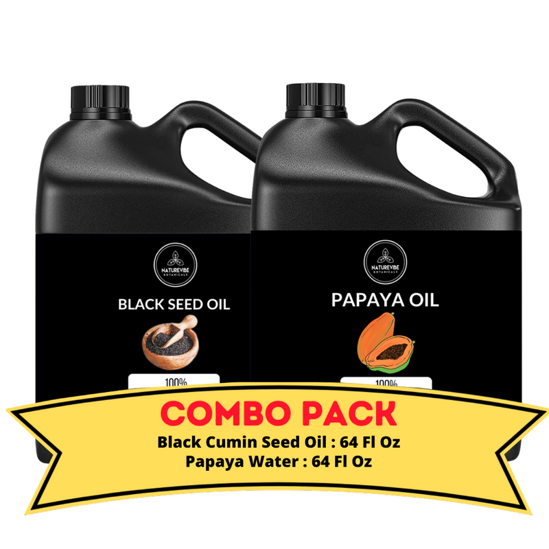 Black Cumin Seed Oil & Papaya Oil - Bundle of 64 Ounces Each | Hydrating and Nourishing for Skincare and Haircare | Soothes and Calms All Skin Types