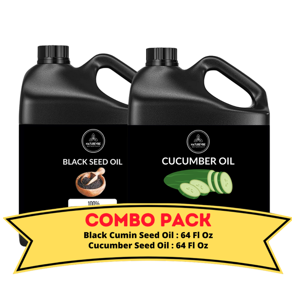 Black Cumin Seed Oil & Cucumber Seed Oil - Bundle of 64 Ounces Each | Hydrating and Nourishing for Skincare and Haircare | Soothes and Calms All Skin Types