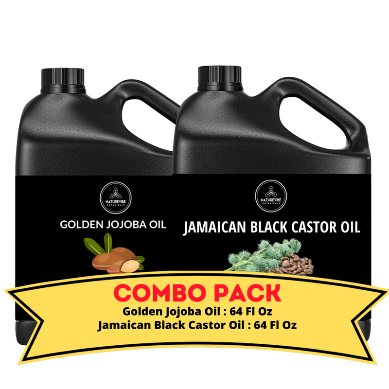 Jojoba Oil & Jamaican Black Castor Oil - Bundle of 64 Ounces Each | Hydrating and Nourishing for Skincare and Haircare | Soothes and Calms All Skin Types