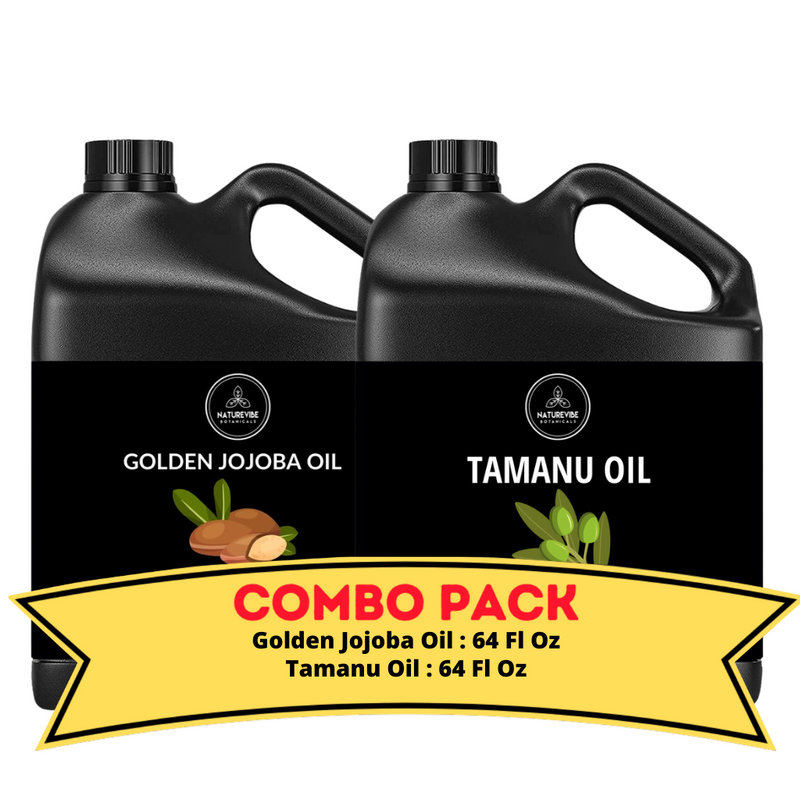 Jojoba Oil & Tamanu Oil - Bundle of 64 Ounces Each | Hydrating and Nourishing for Skincare and Haircare | Soothes and Calms All Skin Types