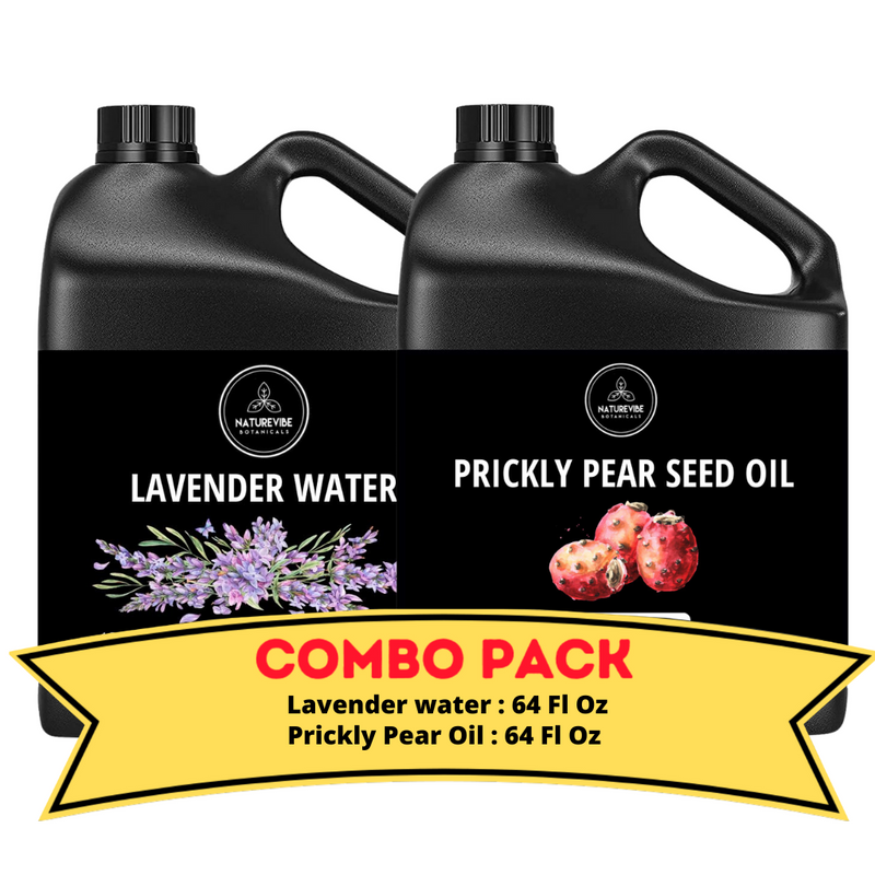 Lavender Water & Prickly Pear Oil - Bundle of 64 Ounces Each | Hydrating and Nourishing for Skincare and Haircare | Soothes and Calms All Skin Types