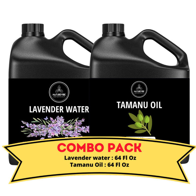 Lavender Water & Tamanu Oil - Bundle of 64 Ounces Each | Hydrating and Nourishing for Skincare and Haircare | Soothes and Calms All Skin Types