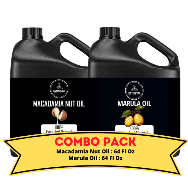 Macadamia Nut Oil & Marula Oil - Bundle of 64 Ounces Each | Hydrating and Nourishing for Skincare and Haircare | Soothes and Calms All Skin Types