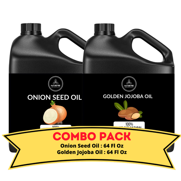 Onion Oil & Golden Jojoba Oil - Bundle of 64 Ounces Each | Hydrating and Nourishing for Skincare and Haircare | Soothes and Calms All Skin Types