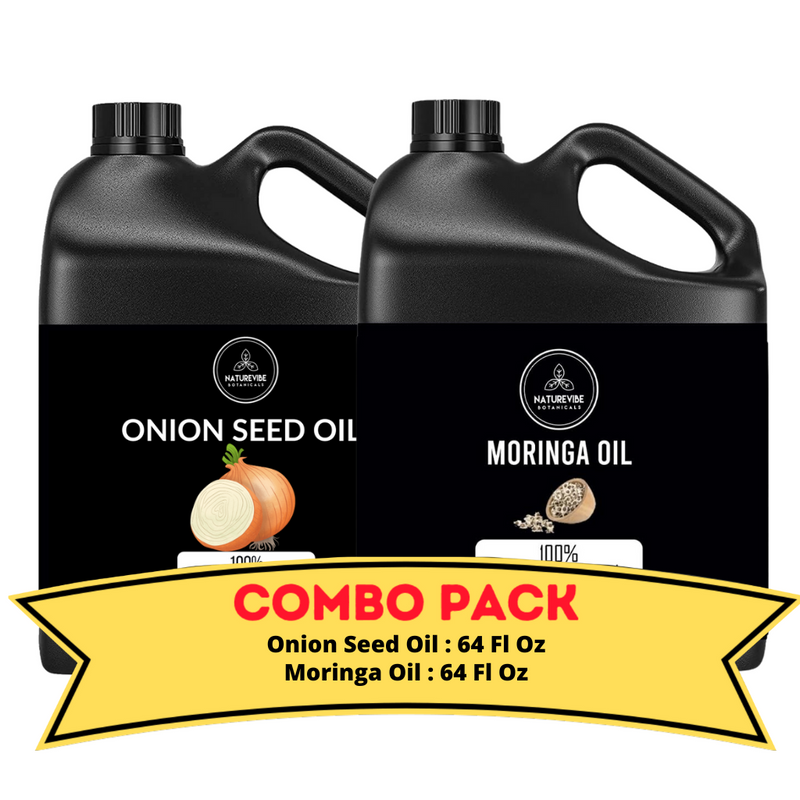 Onion Oil & Moringa Oil - Bundle of 64 Ounces Each | Hydrating and Nourishing for Skincare and Haircare | Soothes and Calms All Skin Types