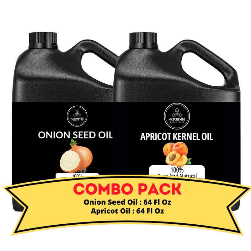 Onion Oil & Apricot Oil - Bundle of 64 Ounces Each | Hydrating and Nourishing for Skincare and Haircare | Soothes and Calms All Skin Types