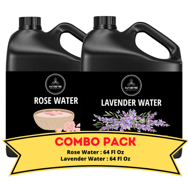 Rose Water &  Lavender Water - Bundle of 64 Ounces Each Liquid Toner | Hydrating Mist for Face and Hair | Soothes and Calms All Skin Types