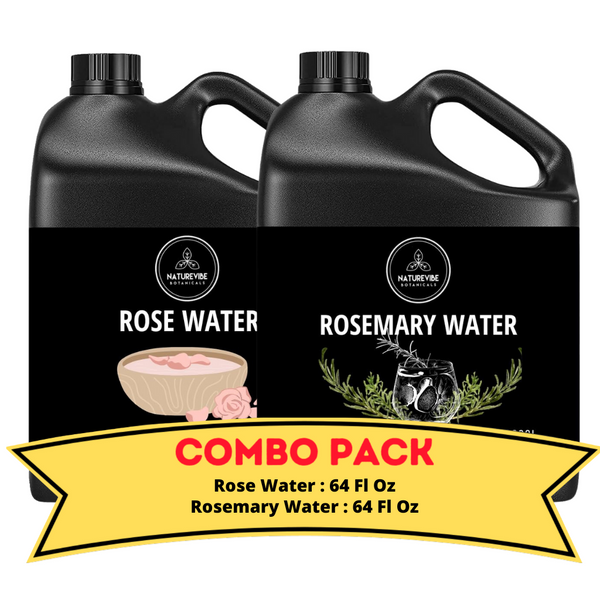 Rose Water & Rosemary Water - Bundle of 64 Ounces Each Liquid Toner | Hydrating Mist for Face and Hair | Soothes and Calms All Skin Types