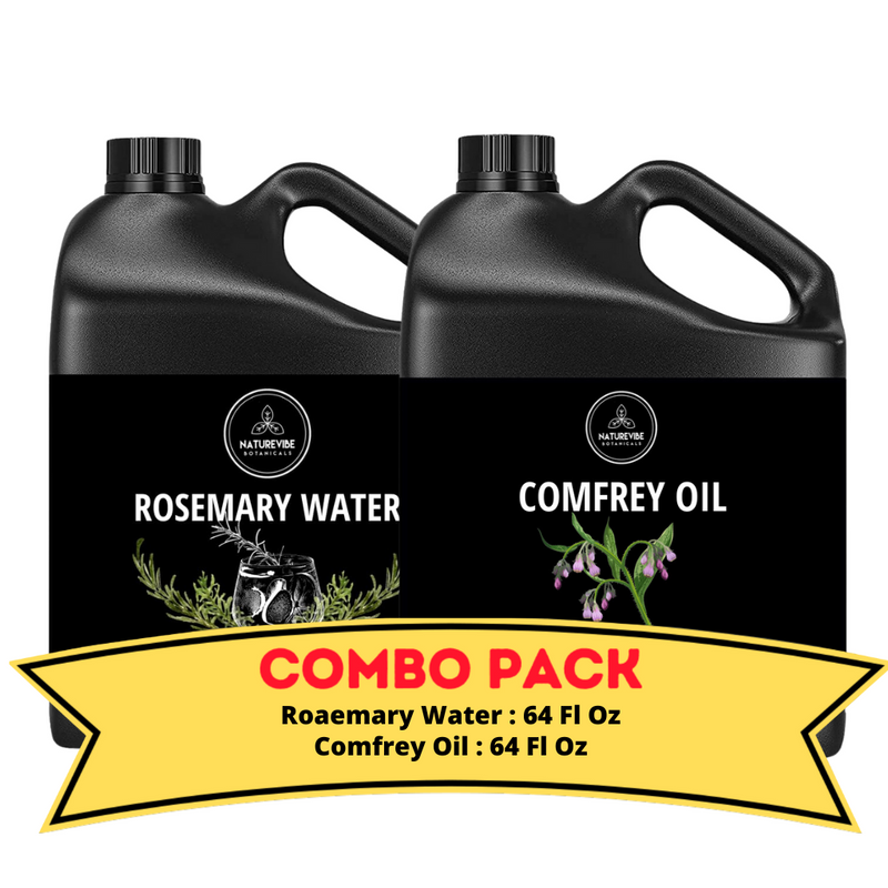 Rosemary Water & Comfrey Oil - Bundle of 64 Ounces Each | Hydrating and Nourishing for Skincare and Haircare | Soothes and Calms All Skin Types