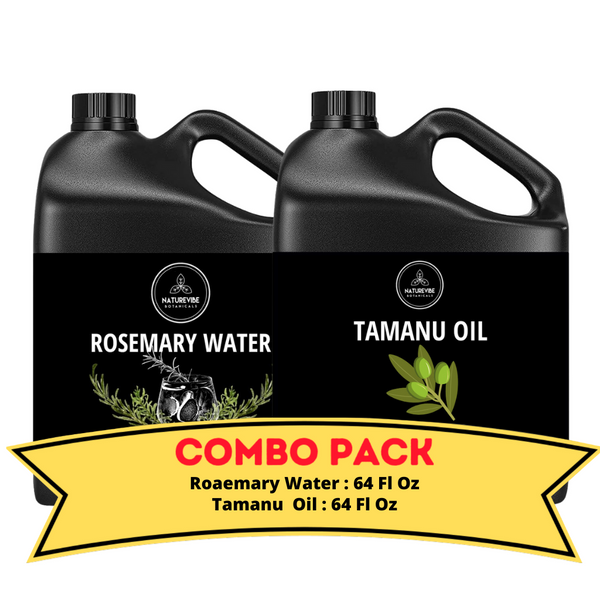 Rosemary Water & Tamanu Oil - Bundle of 64 Ounces Each | Hydrating and Nourishing for Skincare and Haircare | Soothes and Calms All Skin Types