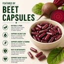 Puranicals Premium Beet 960 Capsules – Powerful Nitric Oxide Booster for Enhanced Energy & Heart Health | Herbal Superfood Supplement | 900 mg Pure Beetroot Powder (Beta Vulgaris) per Serving