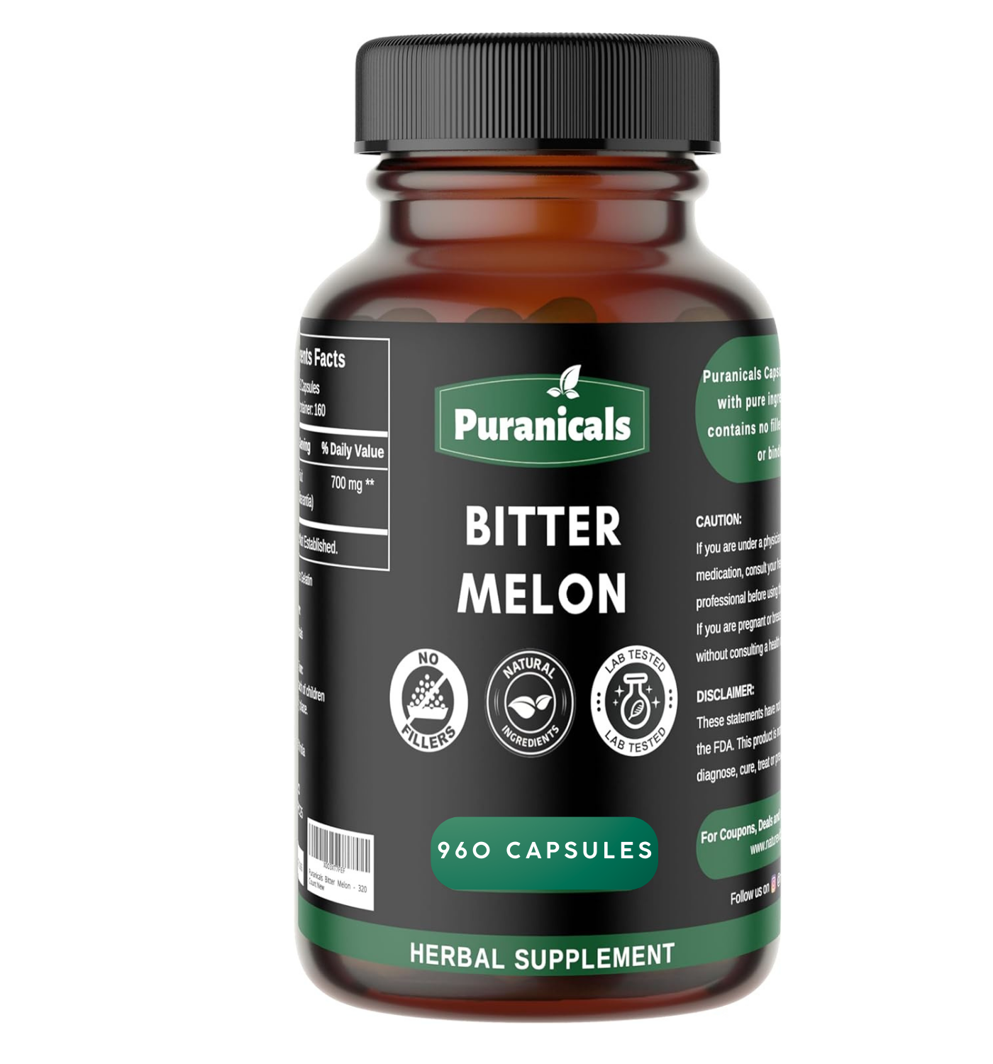 Puranicals Premium Bitter Melon 960 Capsules – Natural Blood Sugar Sup