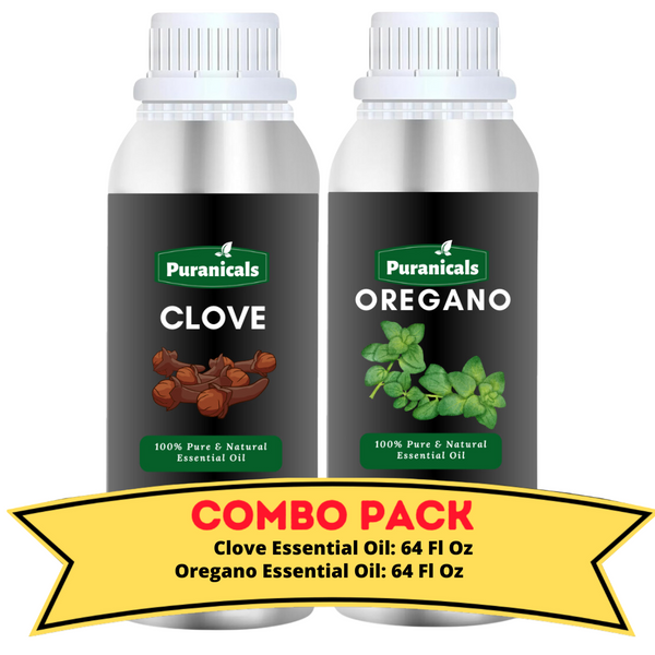 Clove & Oregano Essential Oil Bundle | 64 oz Each by Puranicals | 100% Pure & Natural | Deeply Invigorating & Warming Fusion for Enhanced Wellness | Nourishing Moisturization & Invigorating Scents for Healthy, Glowing Skin