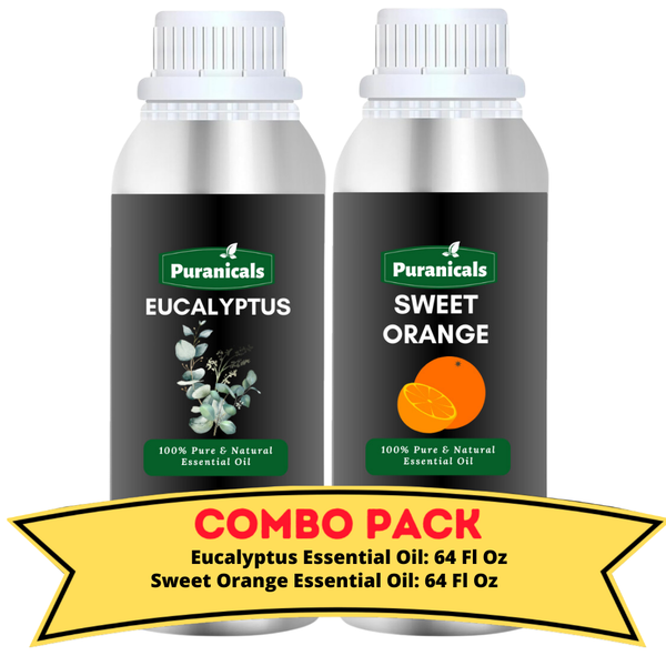 Eucalyptus Essential Oil & Sweet Orange Essential Oil Bundle- 64 Ounces Each | Invigorating Eucalyptus Essential Oil & Zesty Sweet Orange Essential Oil for a Bright, Energizing Experience | Perfect for Revitalizing Skincare, and  Aromatherapy.