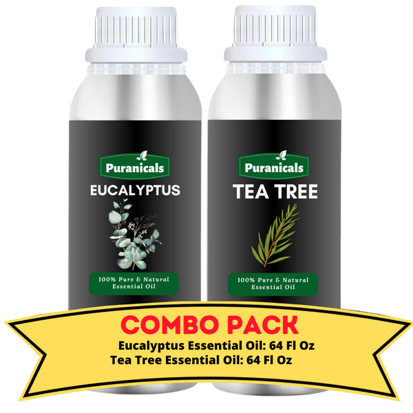 Eucalyptus Essential Oil & Tea Tree Essential Oil Bundle-  64 Ounces Each | Purifying & Refreshing Blend | Crisp Eucalyptus & Cleansing Tea Tree for a Revitalizing Experience.