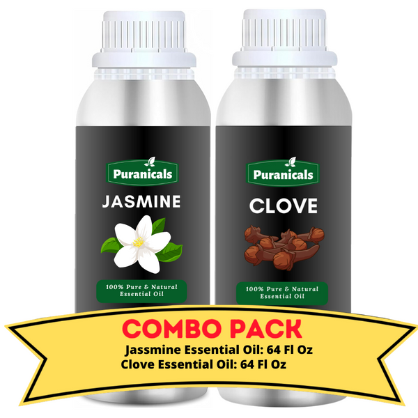 Jasmine & Clove Essential Oils – 64 Ounces Each | Elegant Jasmine for Tranquility Combined with Rich, Spicy Clove for Comfort | Perfect for Relaxation, Warm Ambiance, and Revitalizing Care