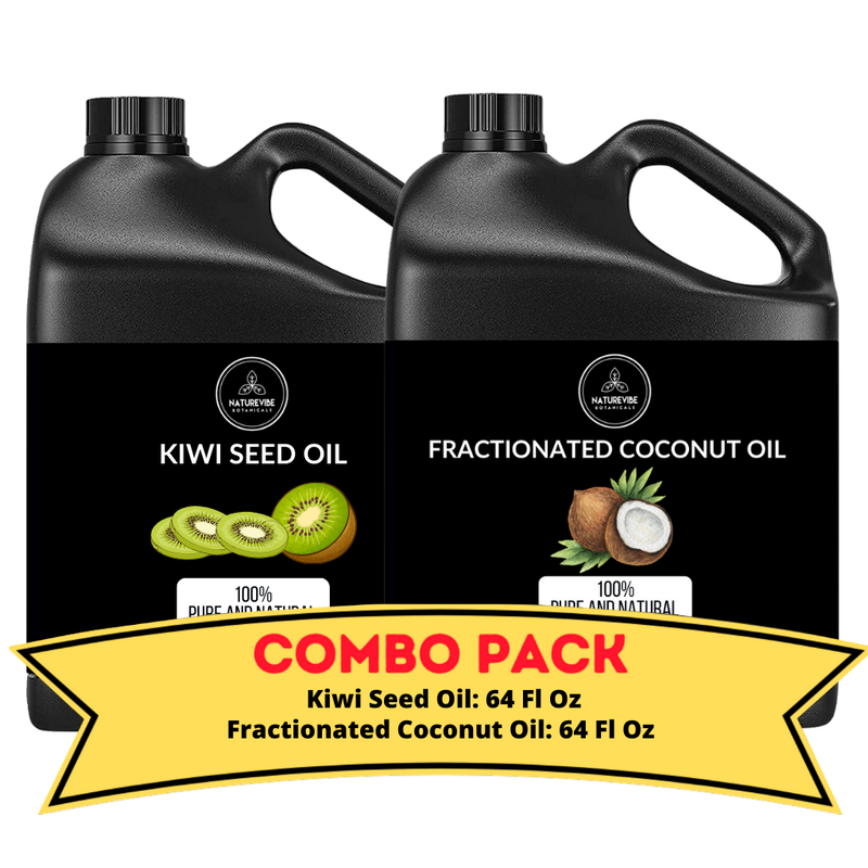 Kiwi Oil & Fractionated Coconut Oil - 64 Ounce Bundle | Rejuvenating, Hydrating, and Moisturizing for Skincare and Haircare | Deeply Nourishes and Boosts Skin Radiance for All Skin Types