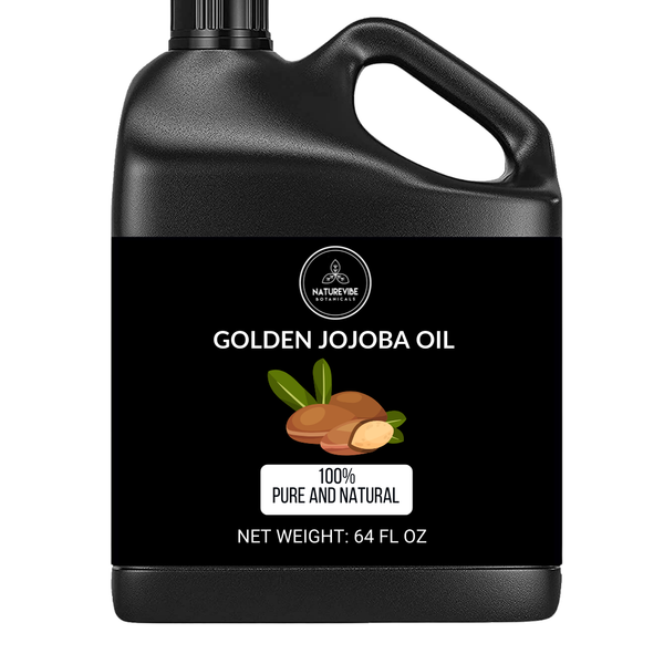 Golden Jojoba Oil 100% Pure & Natural by Naturevibe Botanicals | Cold Pressed | Great for Skincare and Haircare | Used as Body Massage Oil