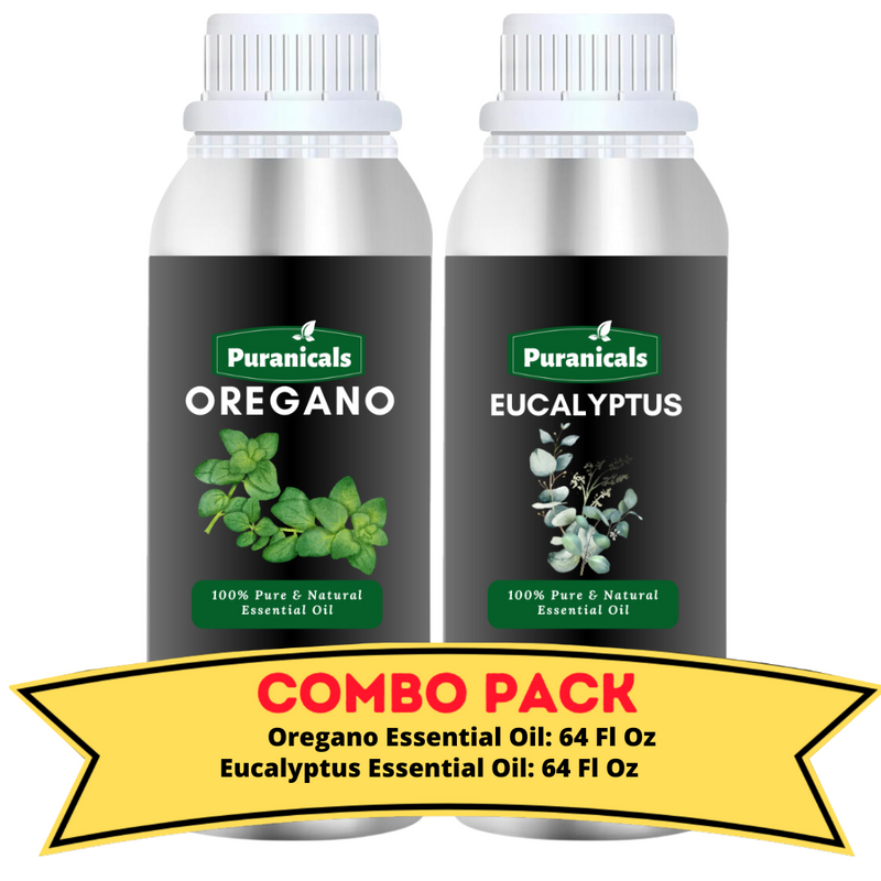 Oregano Essential Oil & Eucalyptus Essential Oil Bundle- 64 Ounces Each | Hydrating Skincare & Aromatherapy Duo | Purifying and Balancing for Radiant Skin & Emotional Wellness