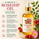 Rosehip Oil & Kukui Nut Oil - Bundle of 64 Ounces Each | Hydrating and Nourishing for Skincare and Haircare | Soothes and Calms All Skin Types