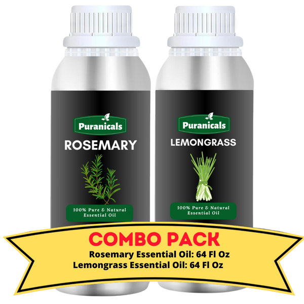 Rosemary Essential Oil & Lemongrass Essential Oil Bundle- 64 Ounces Each | Invigorating Rosemary & Citrusy Lemongrass for a Bright, Energizing Experience | Perfect for Revitalizing Skincare, Aromatherapy, and Enhancing mood