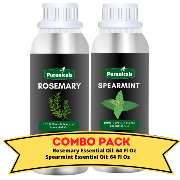 Rosemary & Spearmint Essential Oil Bundle- 64 Ounces | Crisp Rosemary and Cool, Minty Spearmint for a Refreshing and Invigorating Experience | Ideal for Revitalizing Skincare, & Aromatherapy