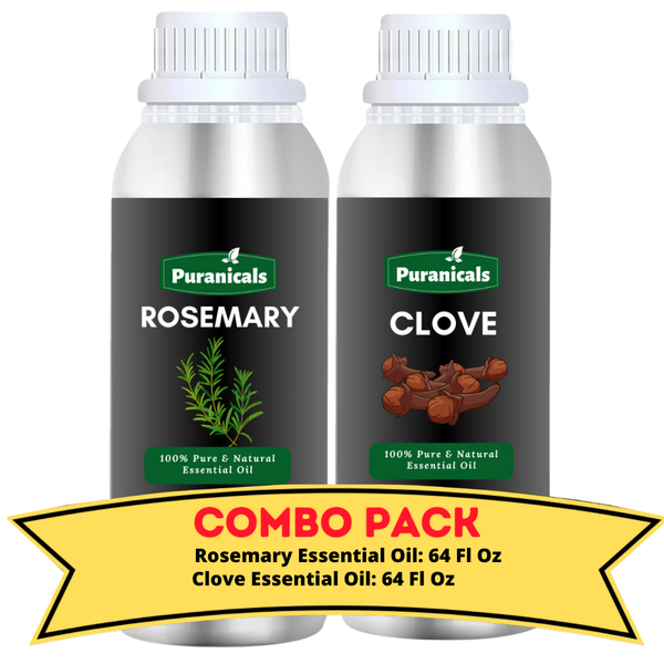 Rosemary Essential Oil & Clove Essential Oil Bundle- 64 Ounces Each | Revitalizing Rosemary with Warm, Invigorating Clove for a Balanced, Energizing Experience | Ideal for Enhancing Skincare, Aromatherapy, and as Massage Oils.