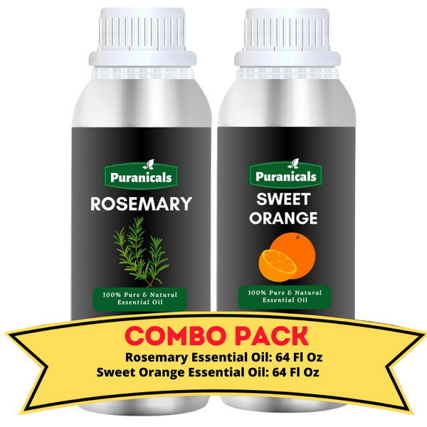 Rosemary Essential Oil & Sweet Orange Essential Oil Bundle- 64 Ounces Each | Perfect for revitalizing skincare, creating an energizing and uplifting atmosphere, boosting mood and clarity, and refreshing your environment with a dynamic, rejuvenating scent.