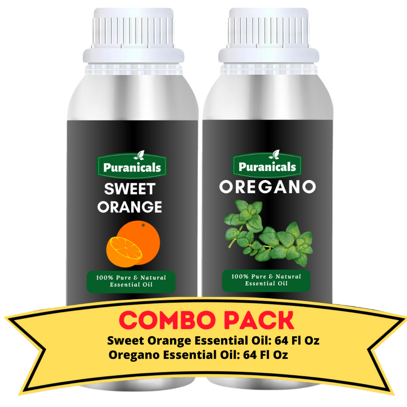 Sweet Orange & Oregano Essential Oils Bundle – 64 Ounces Each | Bright Citrus Sweet Orange for Energizing, Uplifting Vibes & Powerful Oregano for Freshness | Ideal for Revitalizing Your Space, Enhancing Mood, and Moisturizing Skin