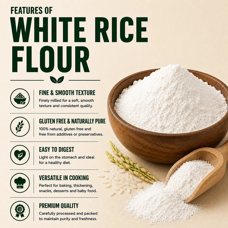 Naturevibe Botanicals White Rice Flour 55lbs Premium Quality | Used fo