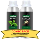 Basil Essential Oil & Vanilla Essential Oil Bundle- 64 Ounces Each | Experience Freashness of Basil Essential Oil