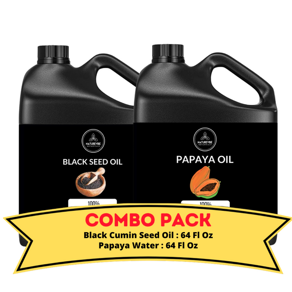 Black Cumin Seed Oil & Papaya Oil - Bundle of 64 Ounces Each | Hydrating and Nourishing for Skincare and Haircare