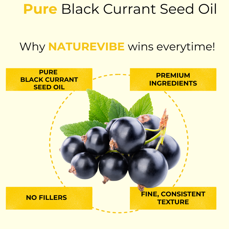 Black Currant Seed Oil 100% Pure & Natural by Naturevibe Botanicals | Cold Pressed | Light Weight Formula | Great