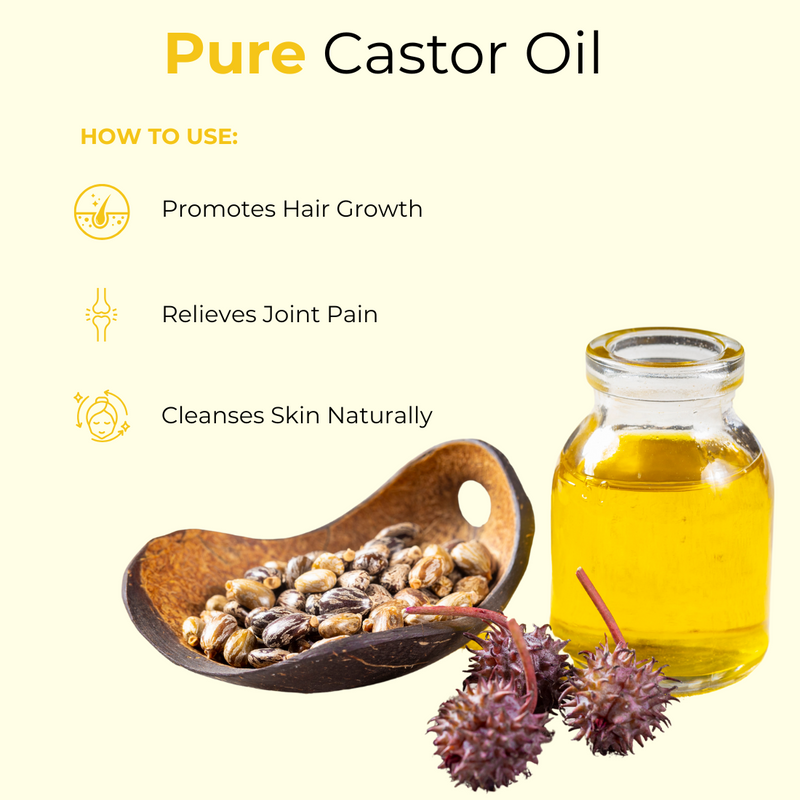 Castor Oil Cold Pressed 100% Pure and Natural | Hydrated Skin Thickens Eyelashes Eyebrows Hair Growth Hair Care - 128