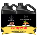 Castor Oil & Sweet Almond Oil - Bundle of 64 Ounces Each | Hydrating and Nourishing for Skincare and Haircare | Soothes