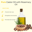 Castor Oil with Rosemary Oil 100% Pure & Natural | Non-Greasy and Lightweight | Eyelashes Eyebrows Hair Care