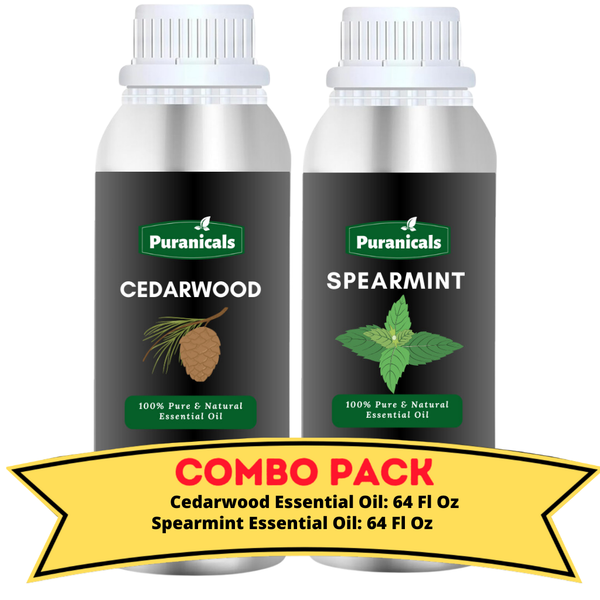 Cedarwood Essential Oil & Spearmint Essential Oil Bundle-64 Ounces Each | Rich Cedarwood & Cool Spearmint for a Revitalizing and Invigorating Experience | Ideal for Refreshing Skincare, Energizing Aromatherapy, and Enhancing a Fresh, Clean Atmosphere