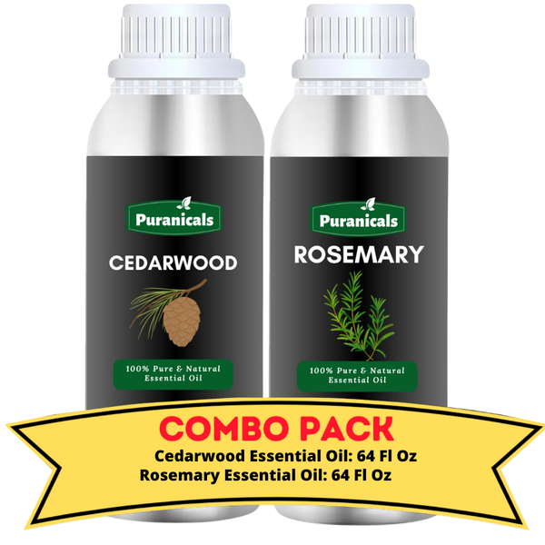 Cedarwood  Essential Oil & Rosemary Essential Oil Bundle- 64 Ounces Each | Grounding Cedarwood  Essential Oil with Fresh Rosemary  Essential Oil | Perfect for Refreshing Skincare, Clarifying Aromatherapy, and Enhancing a Clean, Invigorating Atmosphere.