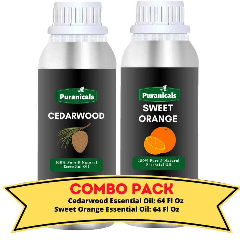 Cedarwood Essential Oil & Sweet Orange Essential Oil Bundle- 64 Ounces Each | Grounding Cedarwood with Bright Sweet Orange for a Refreshing, Uplifting Experience | Perfect for Moisturizing Skincare, Energizing Aromatherapy & Massage Oils