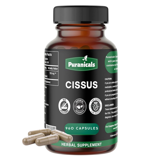 Puranicals Premium Cissus 960 Capsules – | Natural Supplement for Bone Health, & Inflammation | 700 mg Pure Cissus Quadrangularis per Serving | Promotes Mobility & Overall Wellness