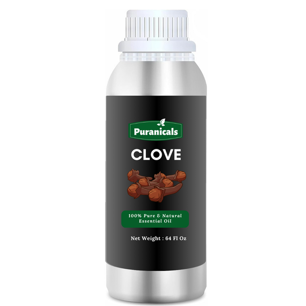 Clove Essential Oil 64 Ounces by Puranicals | 100% Pure & Natural | For Invigorating Aromatherapy | Natural Aromatic Essence for a Revitalizing Sensation.