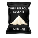 55lb bag of dried ferrous sulfate powder with a white powder illustration on black packaging